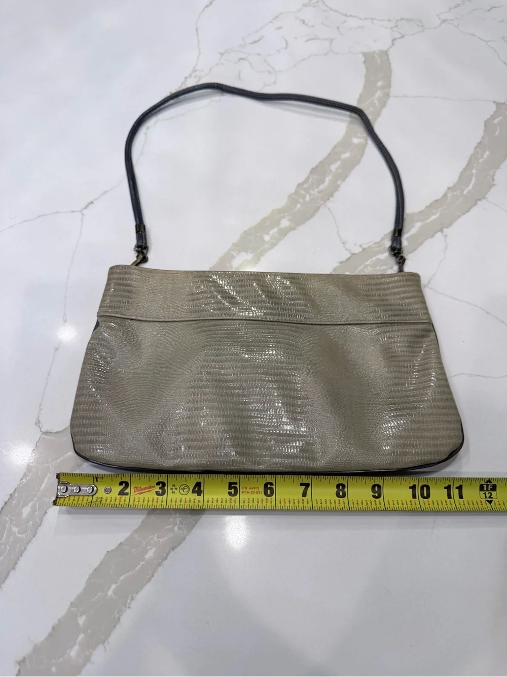 NULINE CROCODILE SKIN CLUTCH vintage cream tan 80’s